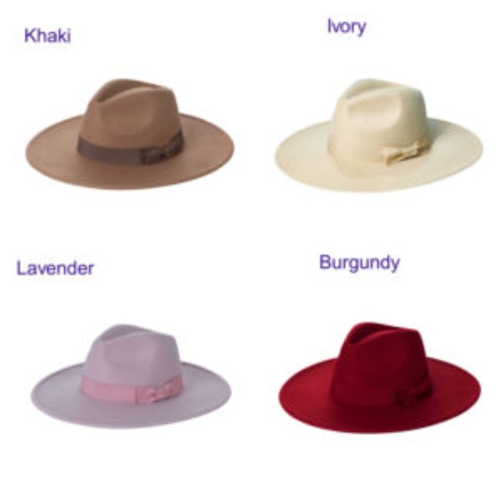 Flat Brim Fedora Hat - Burgundy - Picture 3 of 3